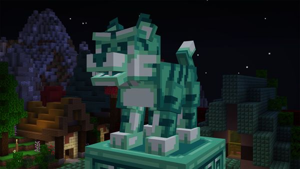 A screenshot showing a tiger statue, found in the center of the hub.